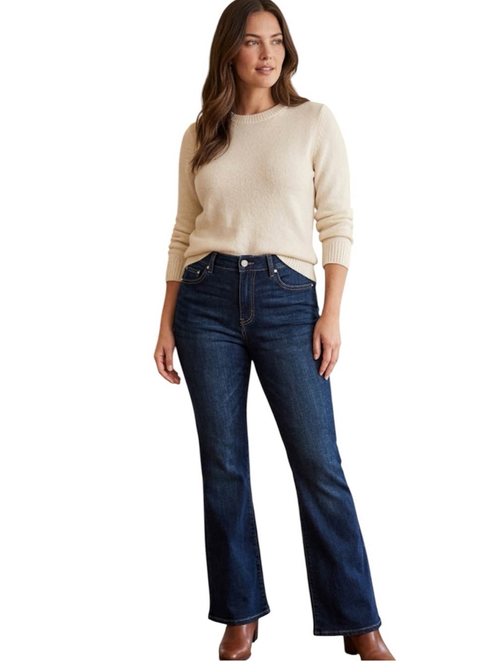 Jason Wu Dark Wash High Rise Cropped Flare Kick Bootcut Jeans Size 12 Stretch
Y